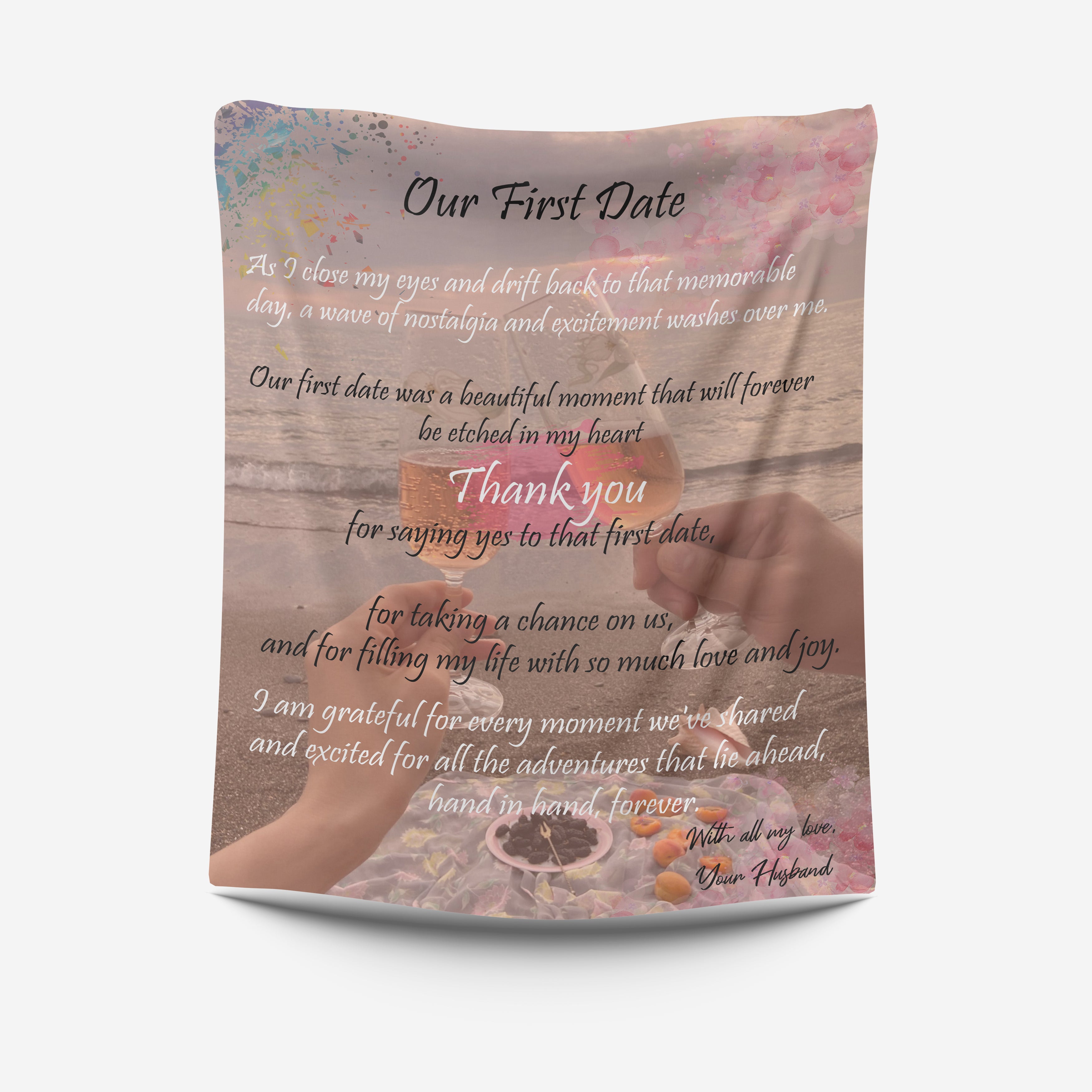 Our First Date Customized Blanket Design by Seerat.