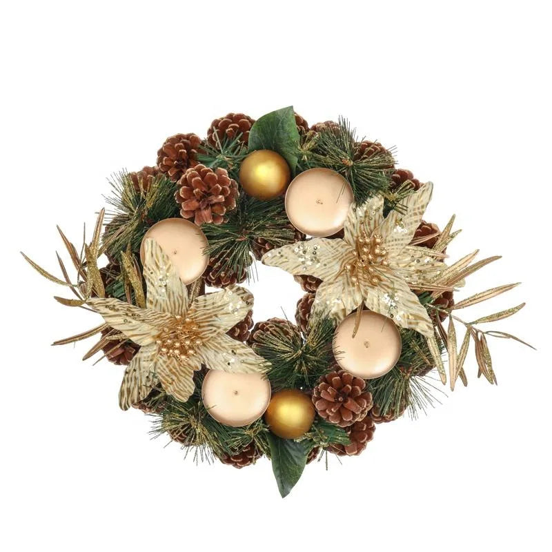 Artificial Nordic Flocked Table Christmas Wreath