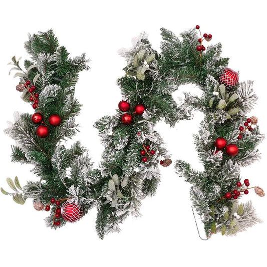 Christmas Ball Berry Decorated LED Pre Lit Artificial Garland