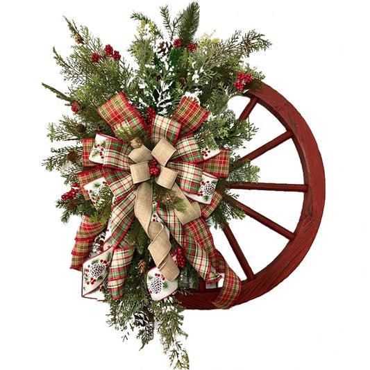 Christmas Decoration Door Hanging Wooden Wheel Wheel Wreath