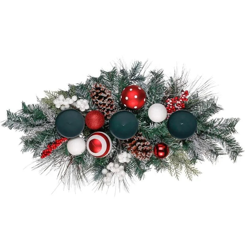 Christmas Wreath Home Ornaments Gifts with Candle Holder