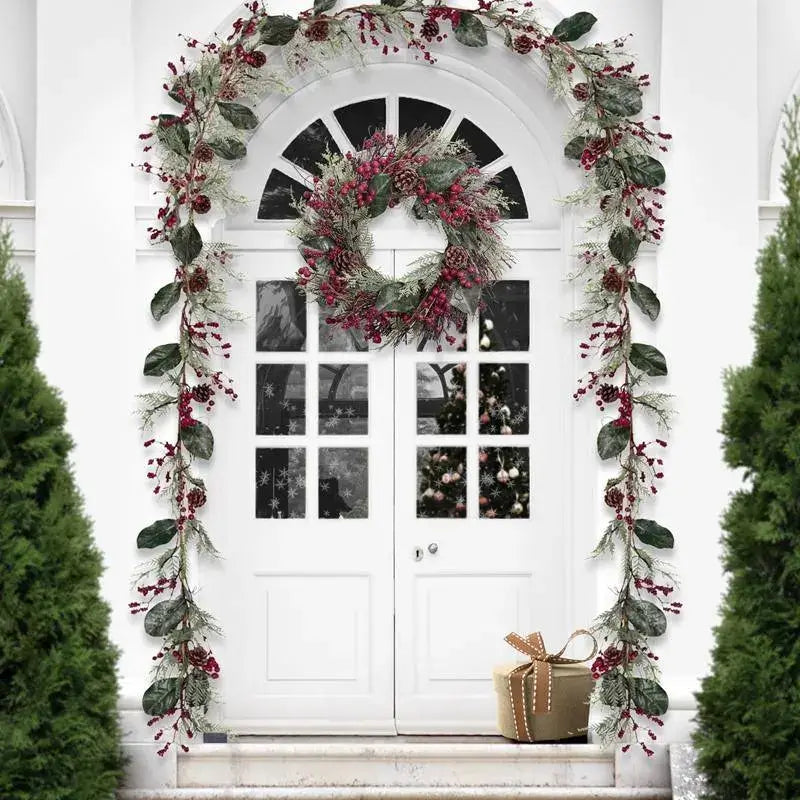 Christmas Berry Pinecone Garland Wreath