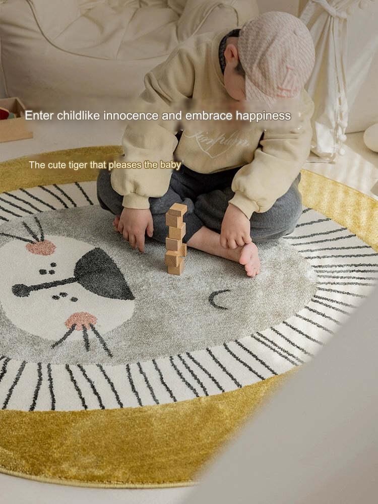 Children's Fun World Round Children's Blanket Cartoon Cute Animal Environmental Protection Odorless Bedroom Bedside Blanket Entry Blanket Floor Mat