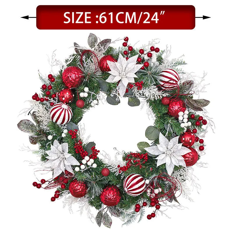 Red White Door Window Decoration Artificial Pinecone Berry Christmas