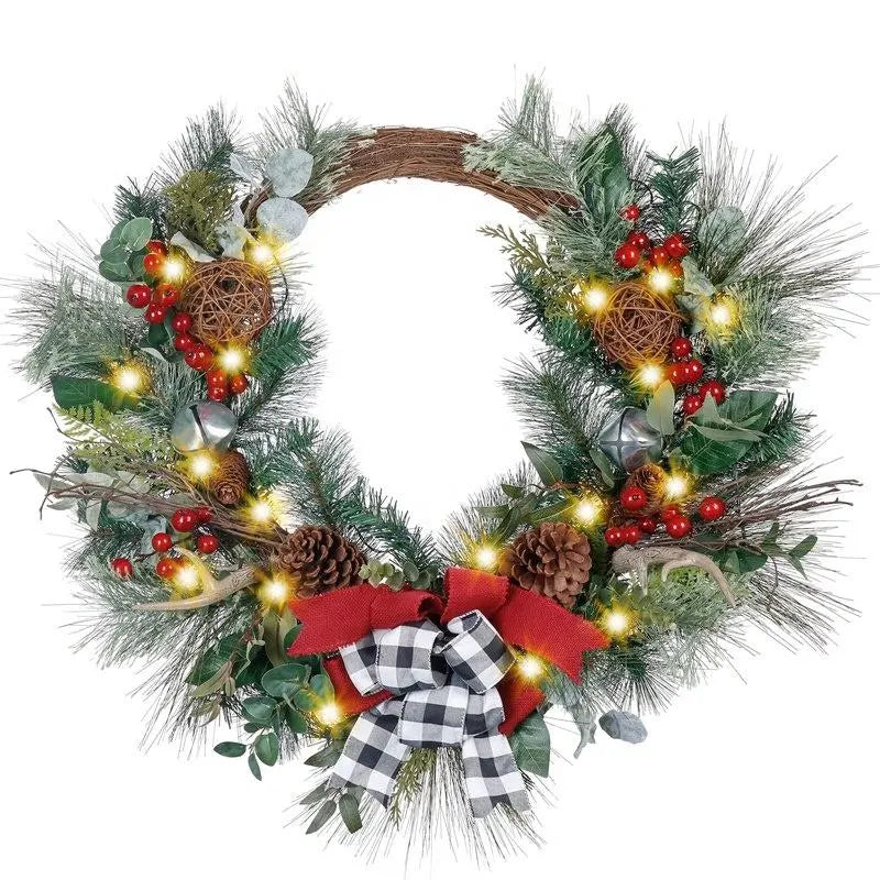 Xmas Flower Garland Ornaments LED Light Gifts