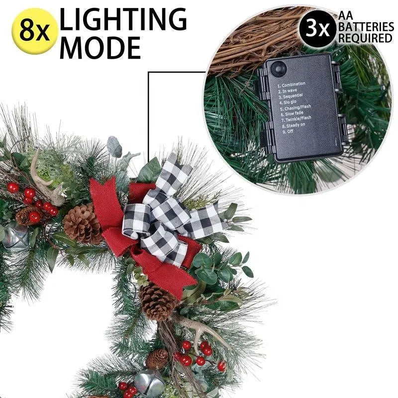 Xmas Flower Garland Ornaments LED Light Gifts