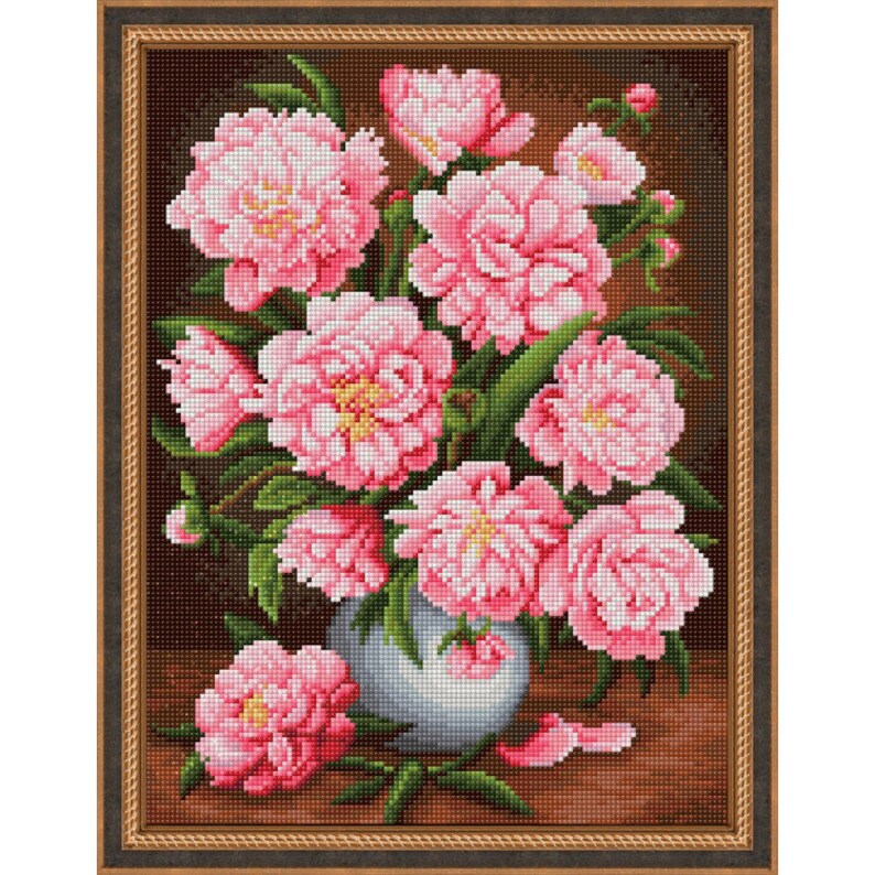 DIY 5D Diamond painting kit — PEARLY PEONIES, Premium Quality