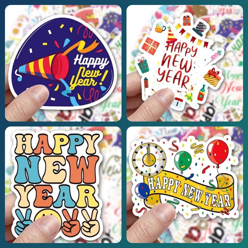 25 or 50 New Years Stickers, Bring In The New Year, High Quality Craft Decal Stickers