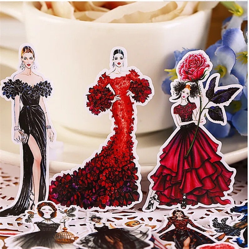 Stunning Women In Couture Gowns With An Arabian Horse & Flowers, 22 Fashion Show Stickers