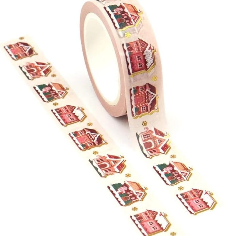 New Release: Gilded Gingerbread Houses With Peppermint Pink & Frosting, Gold Foil Washi Tape Samples And Rolls