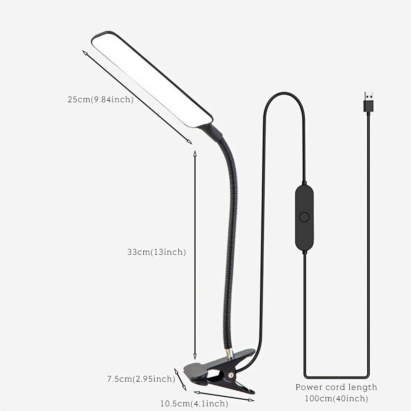 1pc U05 LED Desk Lamp, DLXTECH Swing Arm Desk Lamp (with Fixture), Flexible Gooseneck Work Light, Eye Care Architect Desk Lamp, USB Power Cord (with Switch), Home Office Functional Desk Lamp