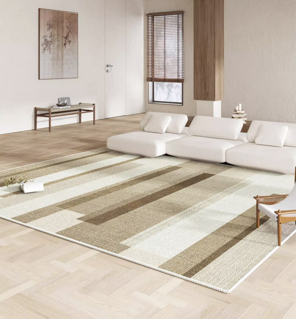 Contemporary Carpet for Study Room, Modern Rugs in Dining Room, Large Modern Area Rugs in Living Room, Beige Geometric Modern Rugs