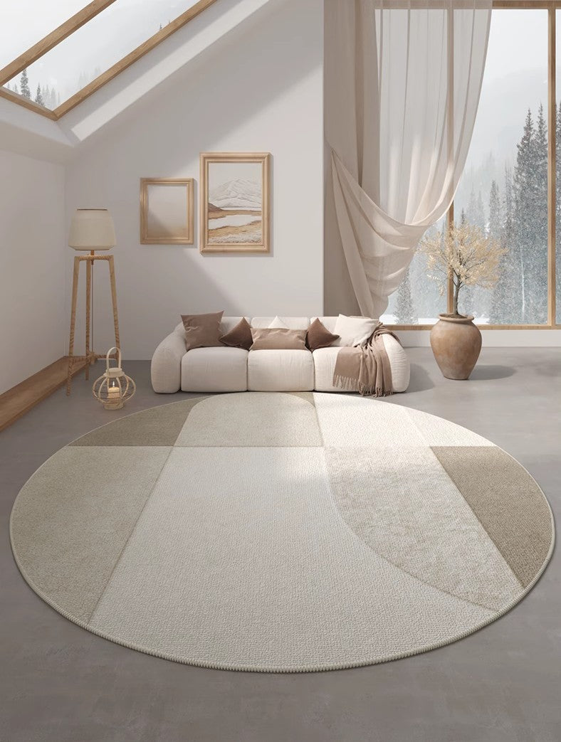 Abstract Contemporary Round Rugs for Dining Room, Modern Rugs for Dining Room, Washable Modern Rugs for Bathroom, Geometric Modern Rug Ideas for Living Room