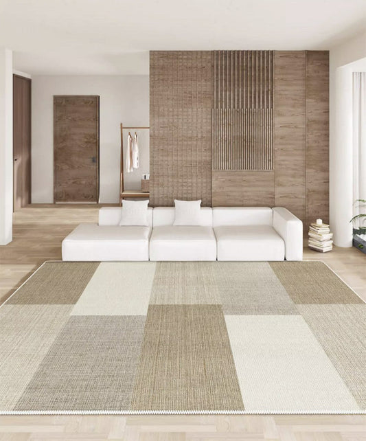 Contemporary Beige Carpets under Sofa, Modern Area Rug in Living Room, Bedroom Modern Rugs, Large Modern Rugs for Office