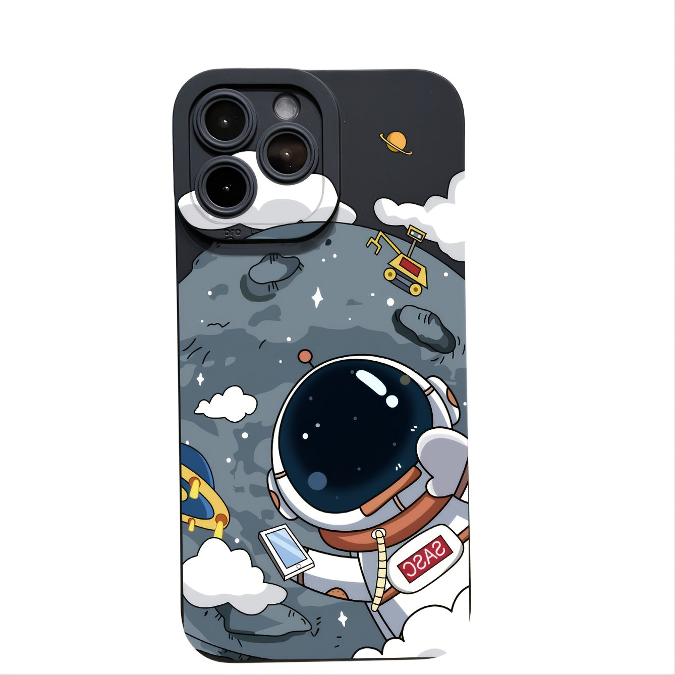 Black Soft Phone Case With An Astronaut In The Space Pattern