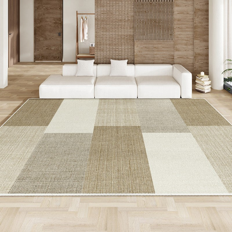 Contemporary Beige Carpets under Sofa, Modern Area Rug in Living Room, Bedroom Modern Rugs, Large Modern Rugs for Office