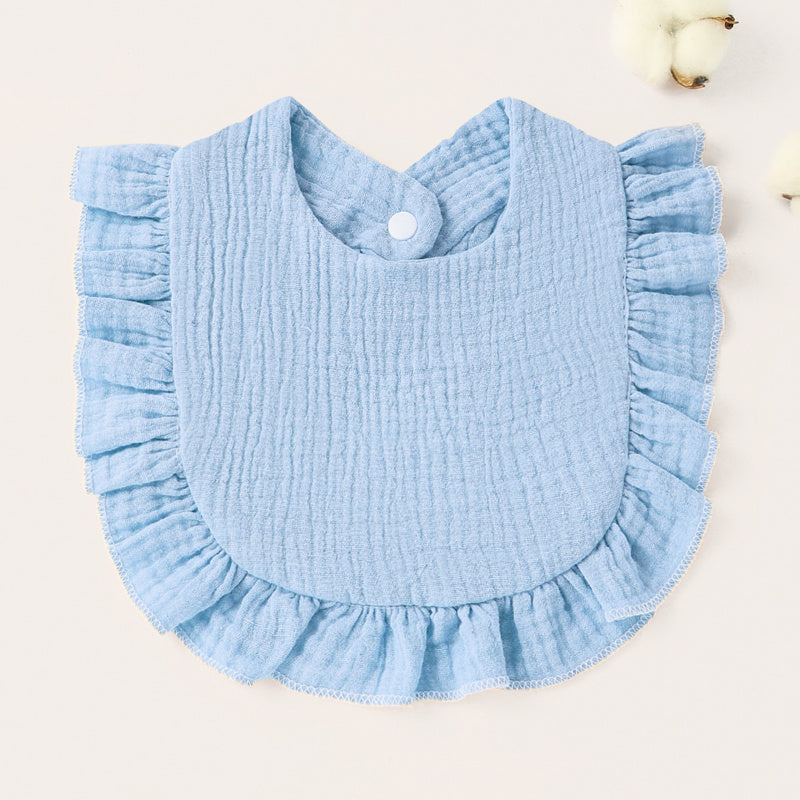 1-pack Baby Solid Color Ruffled Bib