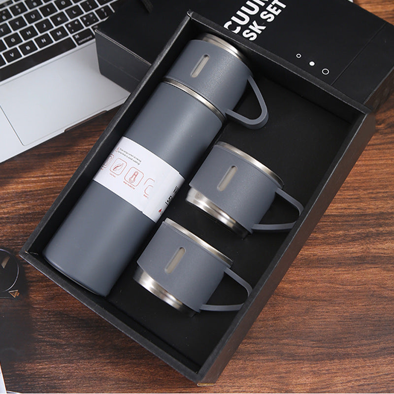 1pc Business Thermal Mug, 304 Stainless Steel Gift Set, Stainless Steel Tea Cup, Car Double Layer Stainless Steel Water Cup