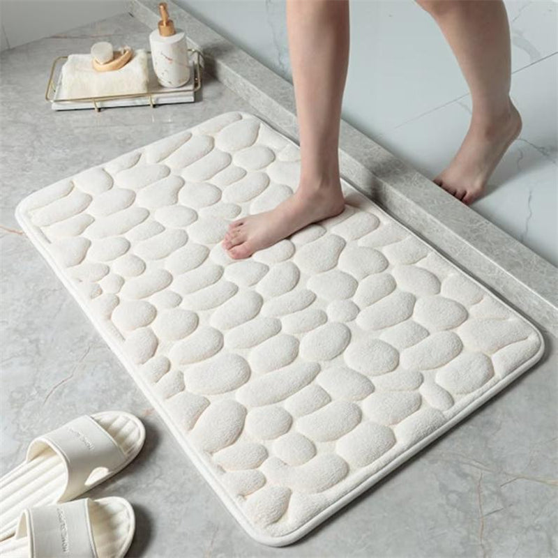 1pc Cobblestone Bathroom Rug, Non-Slip Padded Bath Mat For Shower, Comfortable Mat With Soft Cushion, Home Decor & Accessories