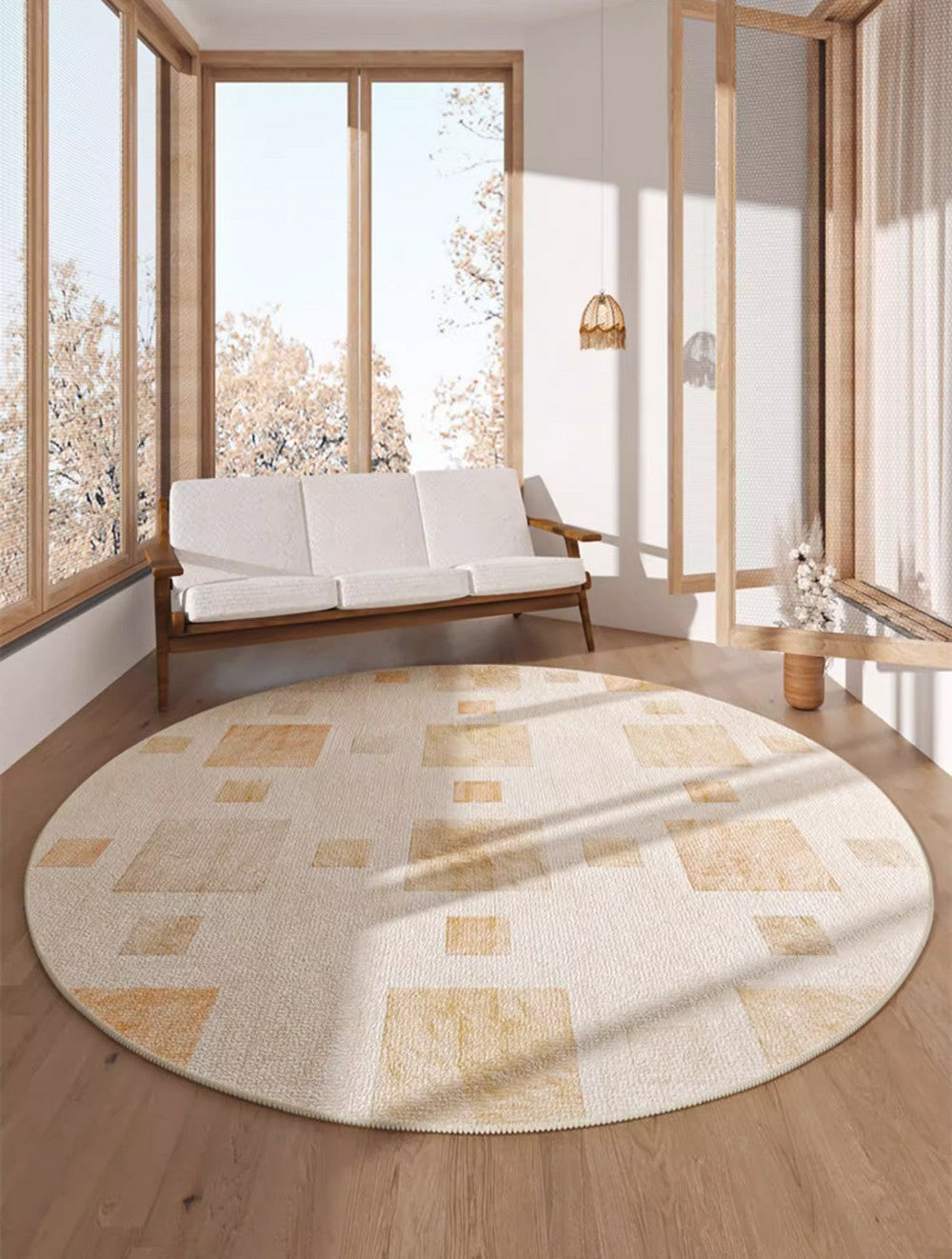 Circular Modern Rugs for Living Room, Modern Area Rugs for Bedroom, Round Carpets under Coffee Table, Contemporary Round Rugs for Dining Room