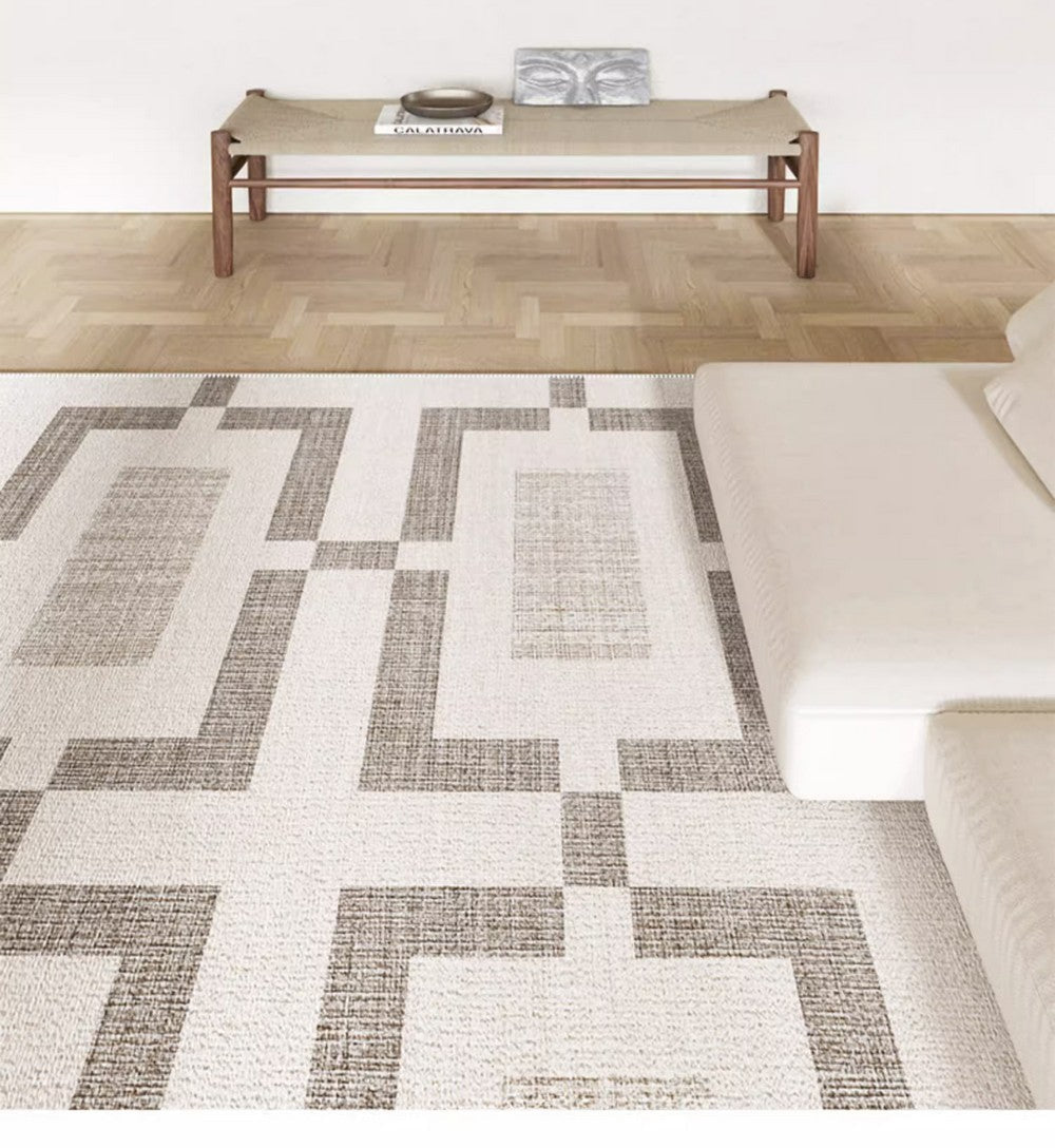 Dining Room Modern Beige Rugs, Large Contemporary Carpets for Living Room, Modern Area Rugs for Bedroom, Large Modern Rugs for Office, Abstract Geometric Modern Rugs