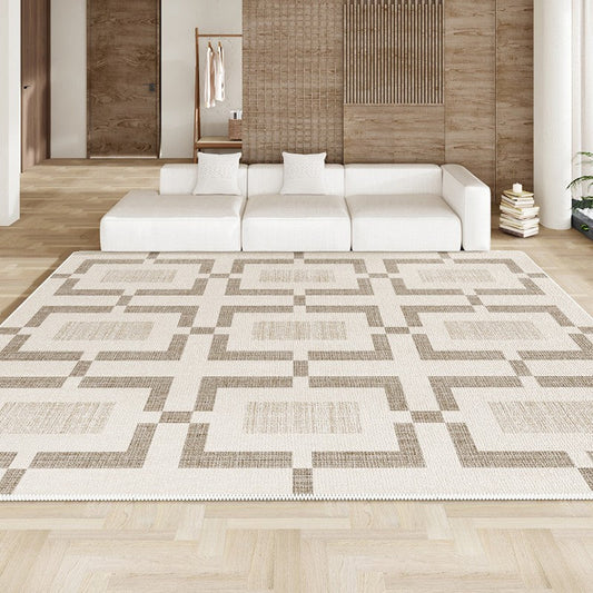 Dining Room Modern Beige Rugs, Large Contemporary Carpets for Living Room, Modern Area Rugs for Bedroom, Large Modern Rugs for Office, Abstract Geometric Modern Rugs
