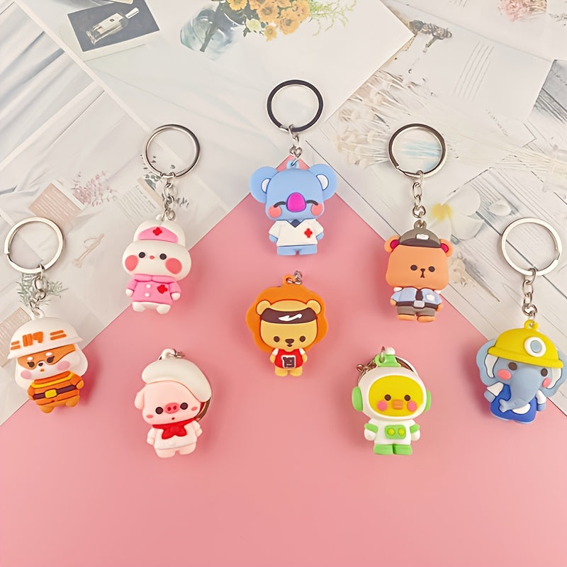 Cute Cartoon Animal Car Key Chain Pendant PVC Soft Rubber Keychain