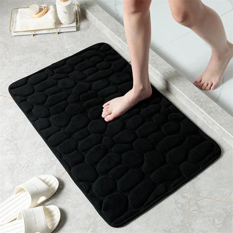 1pc Cobblestone Bathroom Rug, Non-Slip Padded Bath Mat For Shower, Comfortable Mat With Soft Cushion, Home Decor & Accessories