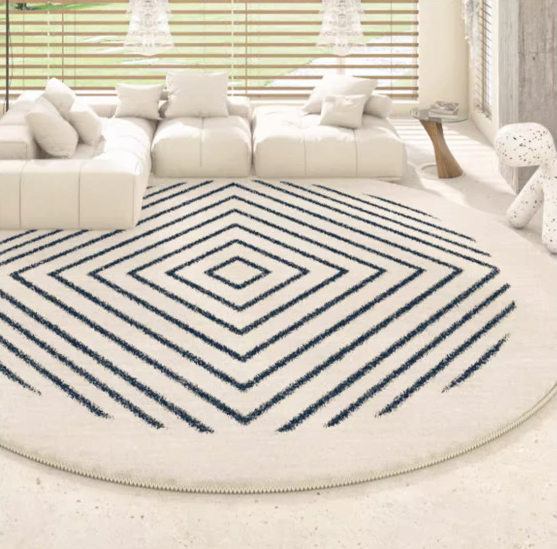 Abstract Contemporary Round Rugs for Bedroom, Geometric Modern Rug Ideas for Living Room, Thick Round Rugs for Dining Room