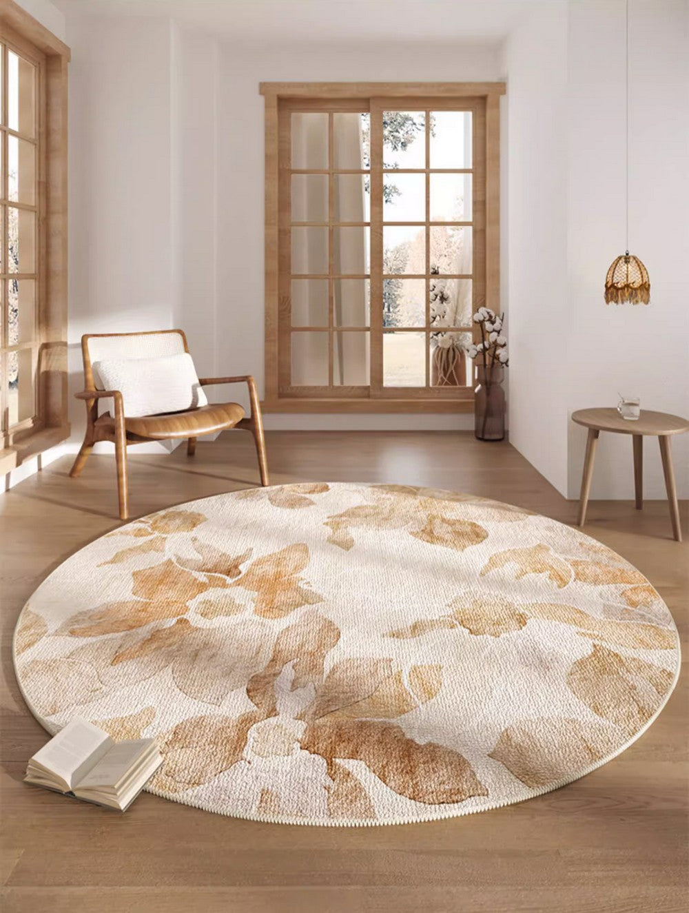 Round Carpets under Coffee Table, Flower Pattern Round Rugs for Bedroom, Circular Modern Rugs for Living Room, Contemporary Round Rugs for Dining Room