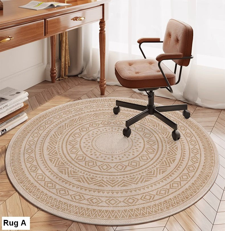 Circular Modern Rugs under Dining Room Table, Modern Round Rugs for Bedroom, Contemporary Round Rugs, Geometric Modern Rug Ideas for Living Room