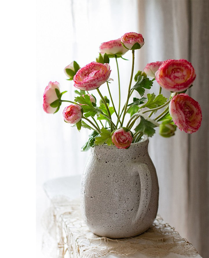 Ranunculus Asiaticus Flowers, Simple Modern Floral Arrangement Ideas for Home Decoration, Spring Artificial Floral for Dining Room, Bedroom Flower Arrangement Ideas