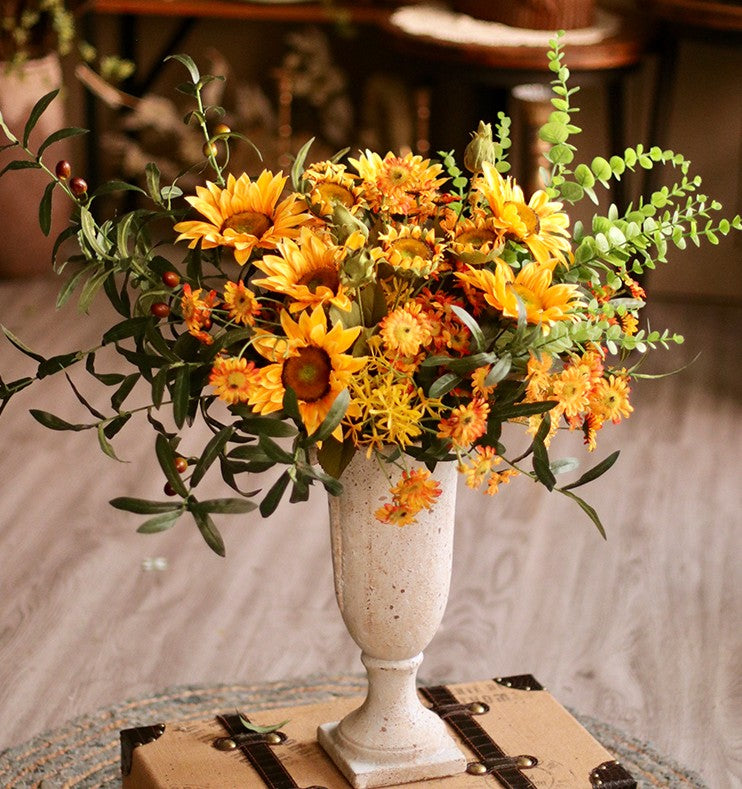 Large Bunch of Yellow Sunflowers, Unique Floral Arrangement for Home Decoration, Table Centerpiece, Real Touch Artificial Flowers for Living Room