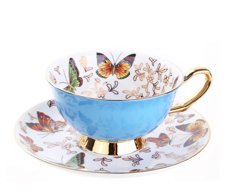 Unique Butterfly Coffee Cups and Saucers, Creative Butterfly Ceramic Coffee Cups, Beautiful British Tea Cups, Creative Bone China Porcelain Tea Cup Set