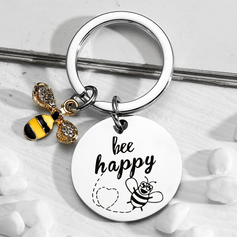 Bee Happy Keychain For Women Bee Lovers Gifts