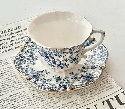 French Style China Porcelain Tea Cup Set, Unique Tea Cup and Saucers, Royal Ceramic Cups, Elegant Vintage Ceramic Coffee Cups for Afternoon Tea