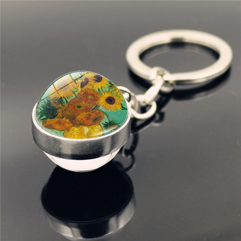 Sunflower Sphere Double Sided Keychain Gift For Friends