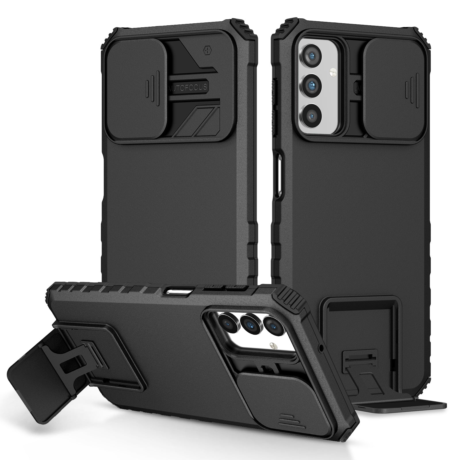 Slide Lens Protection Cover With Folding Kickstand Case, Phone Case