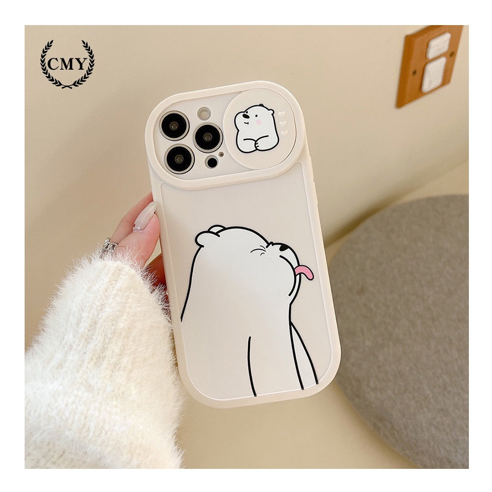 White Bear Window Sliding Style Design TPU Silicone Phone Case