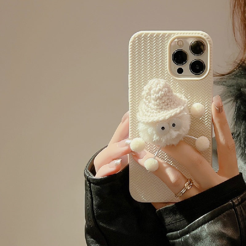 Braided Phone Case With Plush Ball