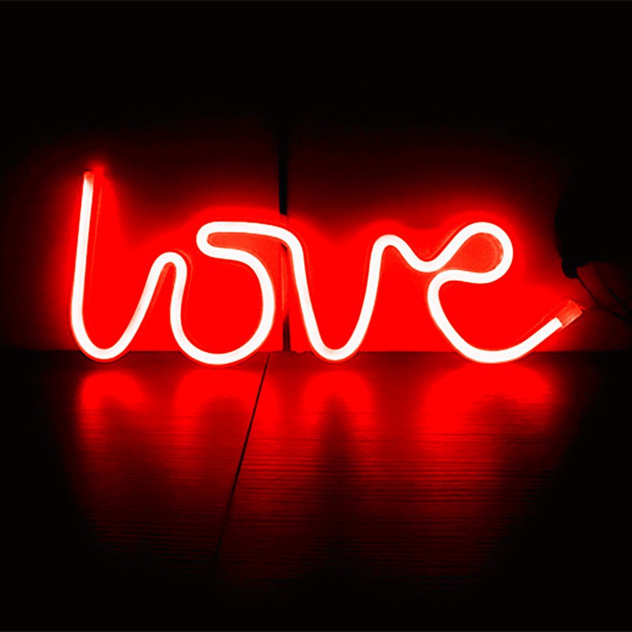 Love Neon Signs, Valentine's Day LED Festival Pink Love Neon Lights, Decor For Table, Desk, Indoors, Home Bedroom Decorations USB Charging & Battery