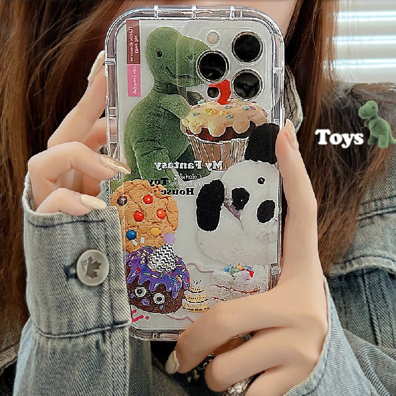 Creative Doll Cakes Pattern Transparent Phone Case