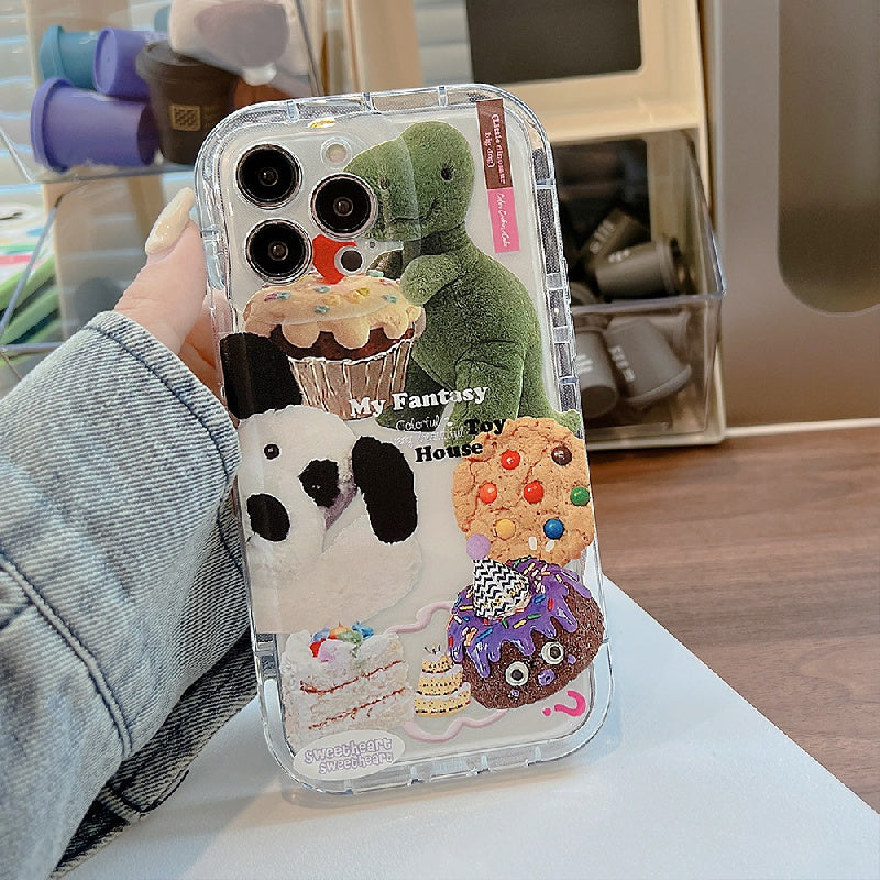 Creative Doll Cakes Pattern Transparent Phone Case