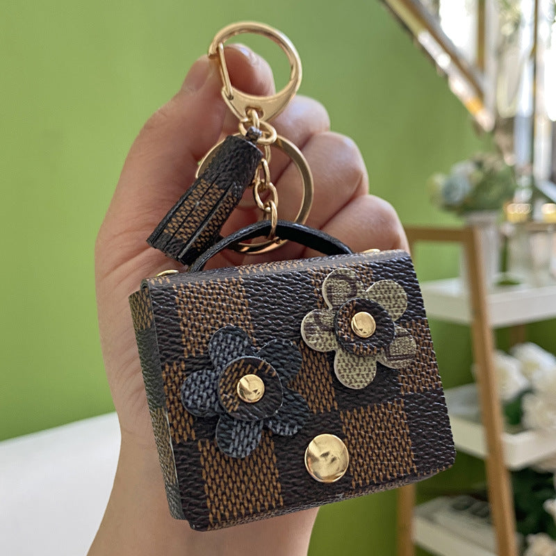 1pc Creative Leather Flower Purse Keychain