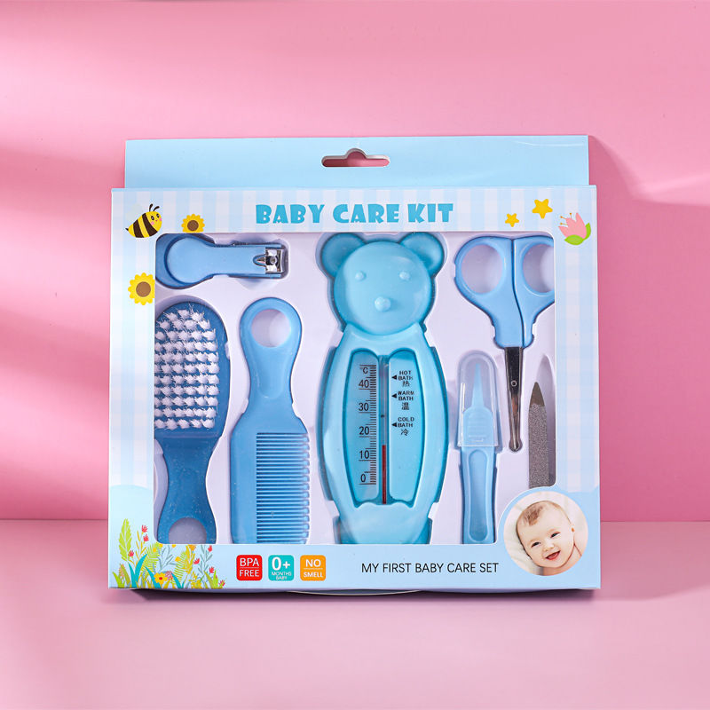 Baby Care 7-piece Set, Infant Water Thermometer Combination Set, Baby Safety Nail Clippers, Comb Brush