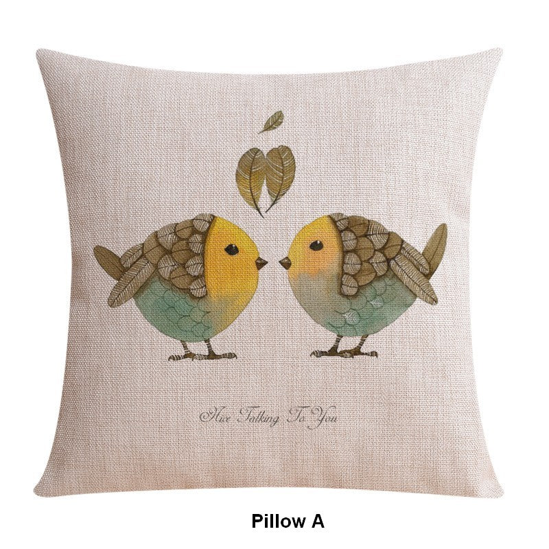 Throw Pillows for Couch, Simple Decorative Pillow Covers, Decorative Sofa Pillows for Children's Room, Love Birds Decorative Throw Pillows