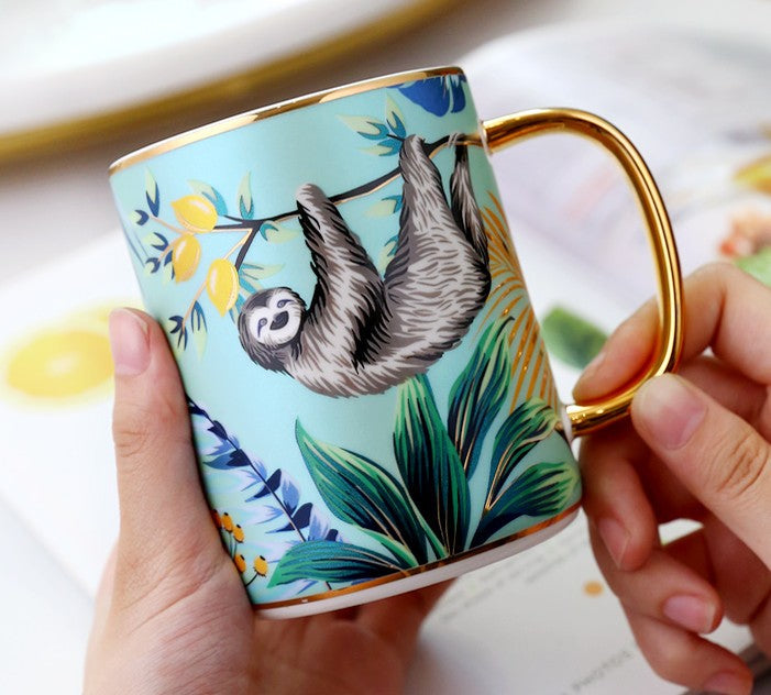 Creative Porcelain Cups, Large Ceramic Mugs for Office, Large Capacity Jungle Animal Porcelain Mugs, Unique Ceramic Mugs in Gift Box