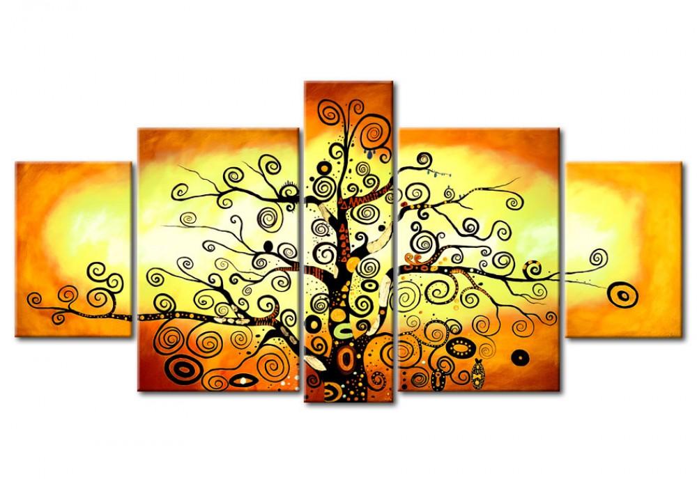 5 Piece Canvas Paintings, Tree of Life Painting, Abstract Acrylic Painting, Large Painting for Living Room, Acrylic Painting on Canvas