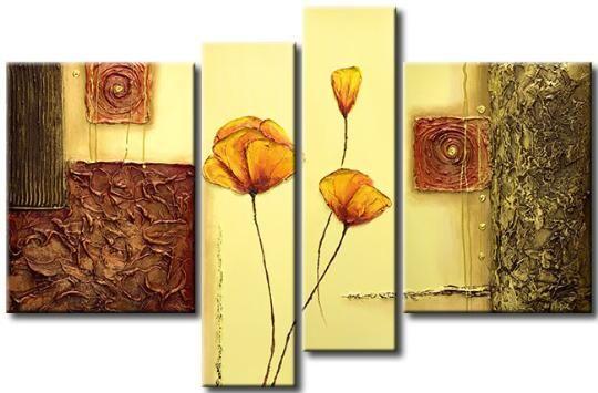 Flower Abstract Painting, Large Acrylic Painting on Canvas, Abstract Flower Painting, Dining Room Wall Art Paintings