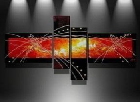 Black and Red Canvas Art Painting, Abstract Acrylic Art, 4 Piece Wall Art Paintings, Living Room Modern Paintings, Buy Painting Online